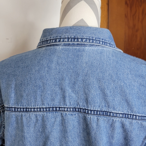 Womens Solutions Casualwear Christmas Denim Long Sleeve Button Front Size Med - Picture 4 of 10